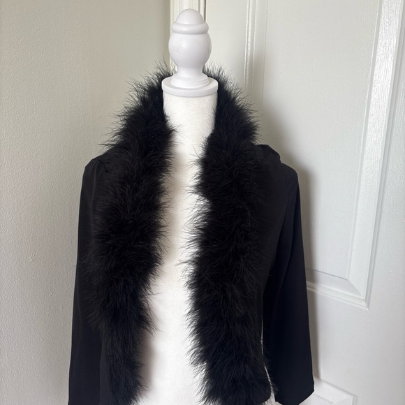 Calvin Klein Black Jacket with Faux Fur. Open cardigan. Size L - Picture 1 of 6